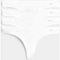 Autograph 4 Pack Modal with Silk & Lace Thongs White
