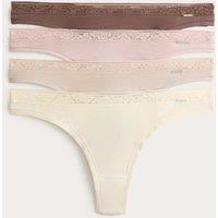 Autograph 4 Pack Modal with Silk & Lace Thongs Medium Brown