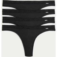 Autograph 4 Pack Modal with Silk & Lace Thongs Black