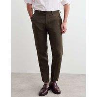 JAEGER Tailored Fit Pure Linen Trousers Evergreen