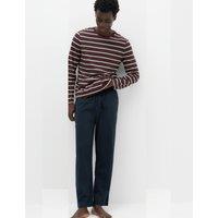 M&S Pure Cotton Striped Pyjama Set Burgundy Mix