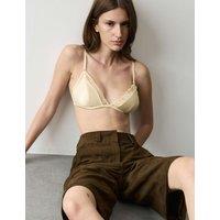 Autograph Savannah Satin & Lace Triangle Bralette Dark Cream