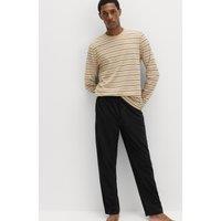 M&S Pure Cotton Striped Pyjama Set Neutral