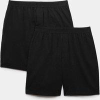 M&S 2 Pack Cotton Rich Ultimate Loungewear Shorts Black