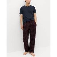 M&S 2 Pack Brushed Cotton Pyjama Bottoms Burgundy Mix