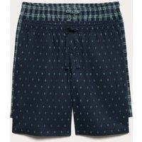 M&S 2 Pack Pure Cotton Pyjama Shorts Navy Mix