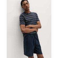 M&S Pure Cotton Rainbow Stripe Pyjama Set Navy Mix