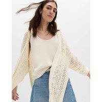 M&S Textured Edge to Edge Longline Cardigan Natural