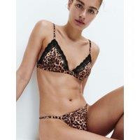 M&S Clara Papertouch Leopard Print Tanga Thong Medium Peach