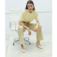 M&S Shoulder Pad Knitted Top with Wool Pale Straw