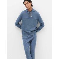 M&S Cotton Rich Ribbed Hoodie Dusty Blue