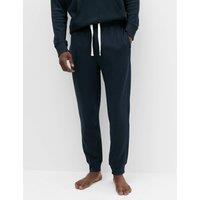 M&S Cotton Rich Ribbed Cuffed Joggers Dark Navy