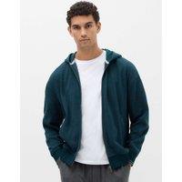 M&S Fleece Textured Zip Up Hoodie Dark Kingfisher