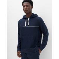 M&S Cotton Rich Ribbed Hoodie Dark Navy