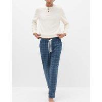 M&S Pure Cotton Checked Pyjama Bottoms Blue Mix