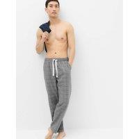 M&S Pure Cotton Checked Loungewear Bottoms Grey Mix