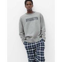 M&S Cotton Rich Graphic Loungewear Sweatshirt Grey Mix