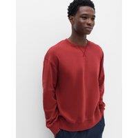 M&S Cotton Rich Garment Dye Loungewear Sweatshirt Red Mix