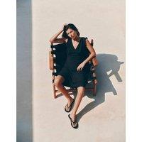 M&S V-Neck Frill Sleeve Midi Tea Dress Black