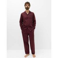 M&S Pure Cotton Foulard Print Pyjama Set Burgundy Mix