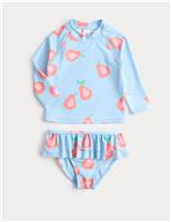M&S 2 Piece Guava Long Sleeve Swim Set (2-8 Yrs) Celery