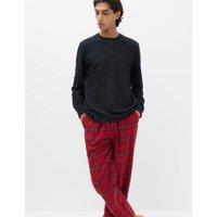 M&S Cotton Rich Textured Henley Loungewear Top Denim Mix