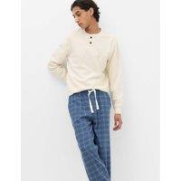 M&S Cotton Rich Textured Henley Loungewear Top Ecru Mix