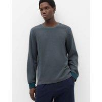 M&S Cotton Rich Textured Loungewear Top Dark Kingfisher