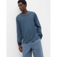 M&S Cotton Rich Textured Loungewear Top Dusty Blue