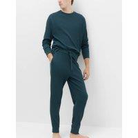 M&S Pure Cotton Waffle Loungewear Bottoms Dark Kingfisher