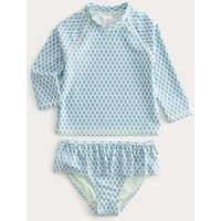 M&S 2 Piece Floral Block Print Swim Set (2-8 Yrs) Green Mix