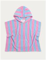 M&S Pure Cotton Towelling Striped Hooded Poncho (2-8 Yrs) Multi