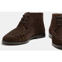M&S Suede Ruched Lace Up Boots Chocolate