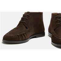 M&S Suede Ruched Lace Up Boots Chocolate