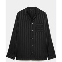 Autograph Satin Striped Woven Pyjama Top Black