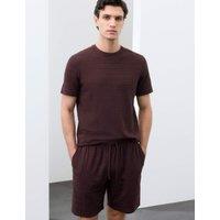 Autograph Cotton Rich Jacquard Pyjama Shorts Dark Burgundy