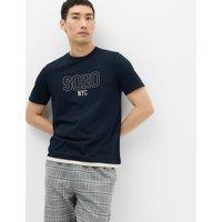 M&S Pure Cotton Soho NYC Graphic Loungewear Top Navy
