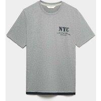 M&S Pure Cotton NYC Graphic Loungewear Top Grey Marl