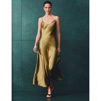 Autograph Satin Ruffle Maxi Slip Dress Moss