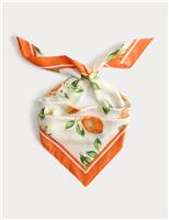 M&S Satin Printed Scarf Orange Mix