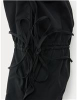 M&S Checked Ruched Tie Shoulder Bag Black