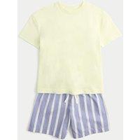 M&S Pure Cotton Striped Pyjamas (1-8 Yrs) Yellow