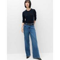 M&S Low Rise Wide Leg Jeans Medium Indigo