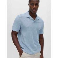 M&S Relaxed Fit Pure Cotton Pique Polo Shirt Light Denim