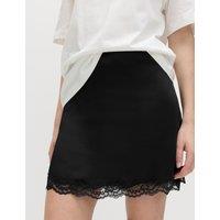 M&S Lace Insert Mini Slip Skirt Black