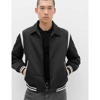 M&S Satin Padded Varsity Bomber Jacket Black