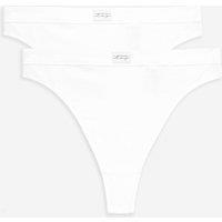 M&S 2 Pack Asta Cotton Rib High Waisted Thongs White