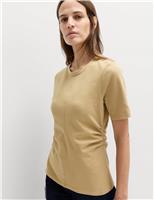 M&S Pure Cotton Waisted T-Shirt Caramel