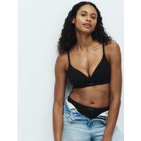 M&S Asta Cotton Blend Non Wired Plunge Bra A-E Black