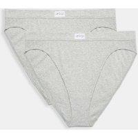 M&S 2 Pack Asta Rib High Leg Knickers Grey Marl